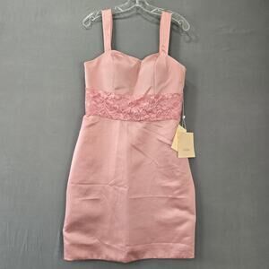 LanTing Pink Mini Dress Formal Lace Strappy Sweetheart Zip NEW Women ESTIMATED M